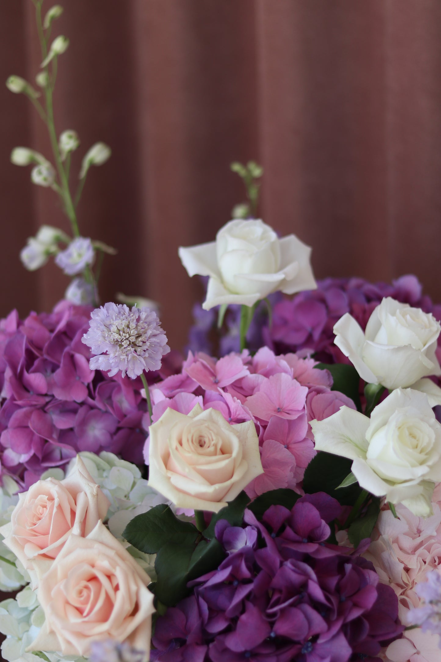 Close-up of Pink Garden floral arrangement showing delicate pink petals and texture