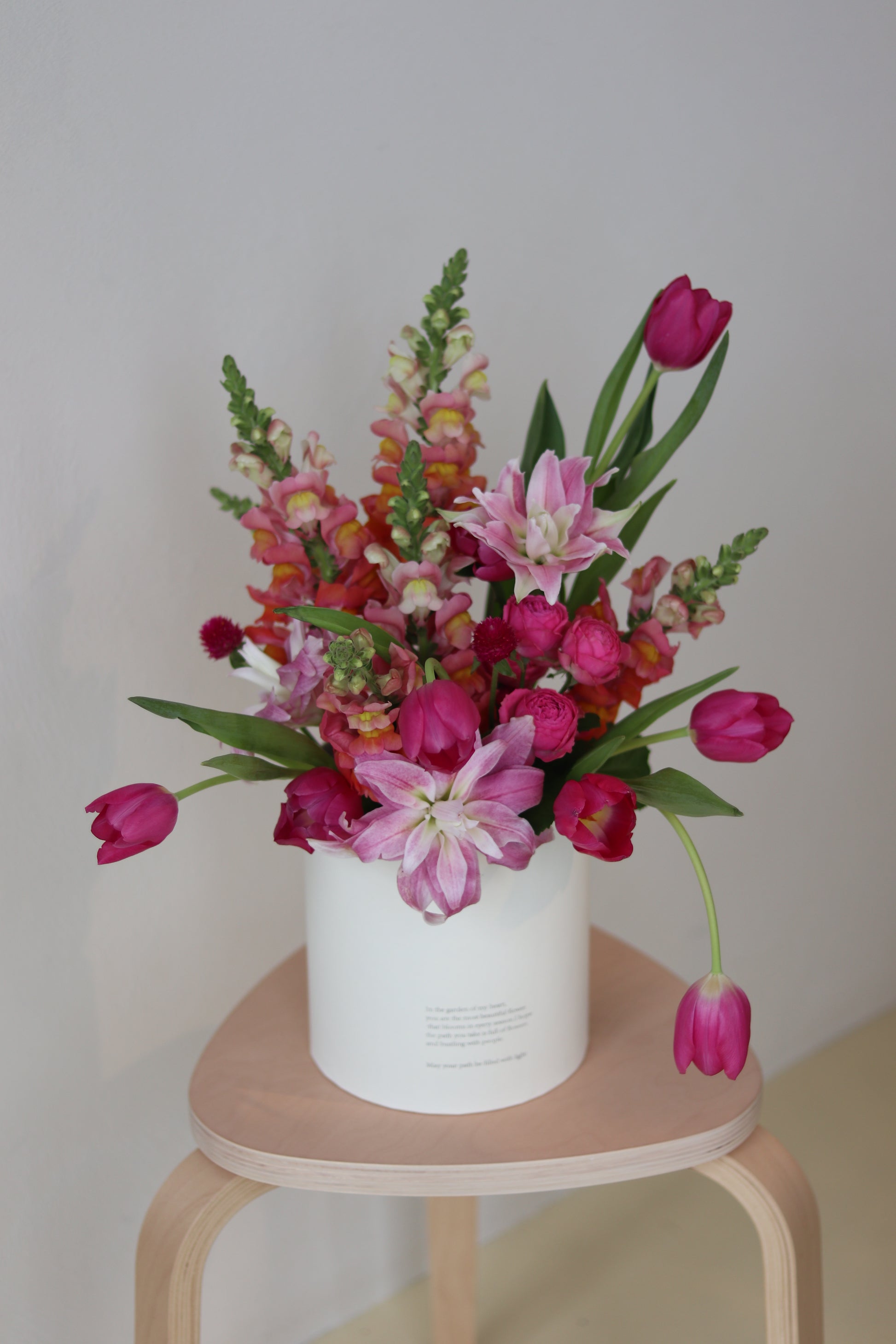 Pink flower bucket Auckland delivery