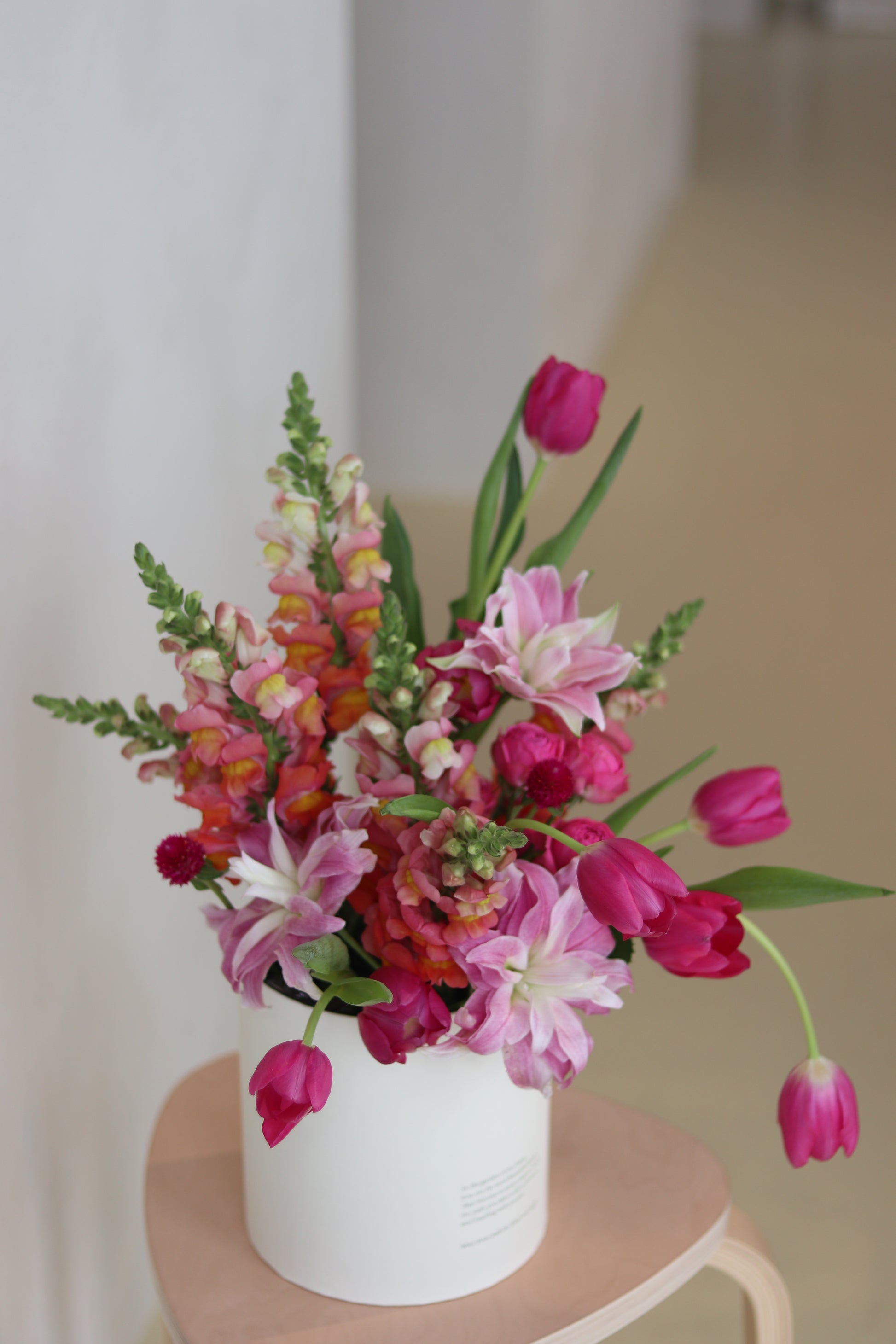 Pink tulip flower arrangement Auckland