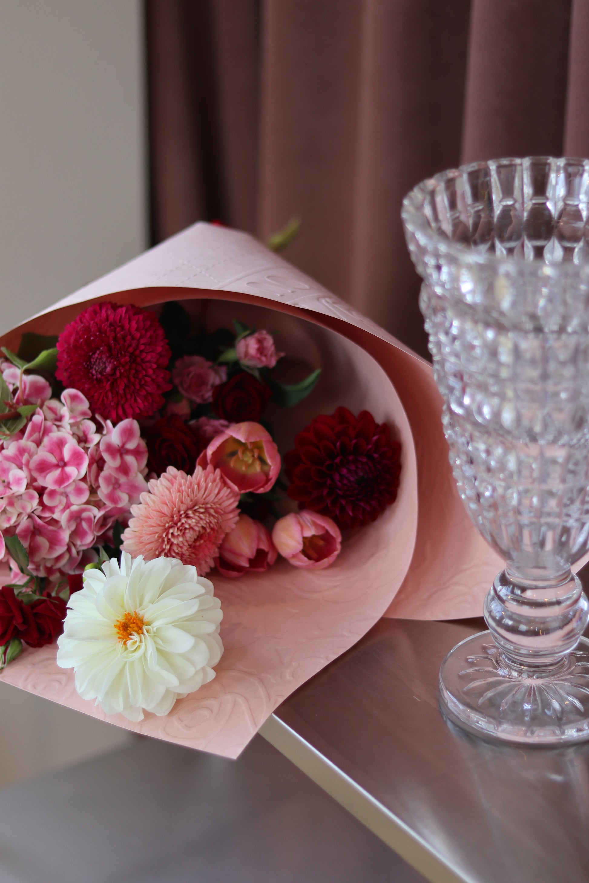 Elegant burgundy flowers Auckland delivery