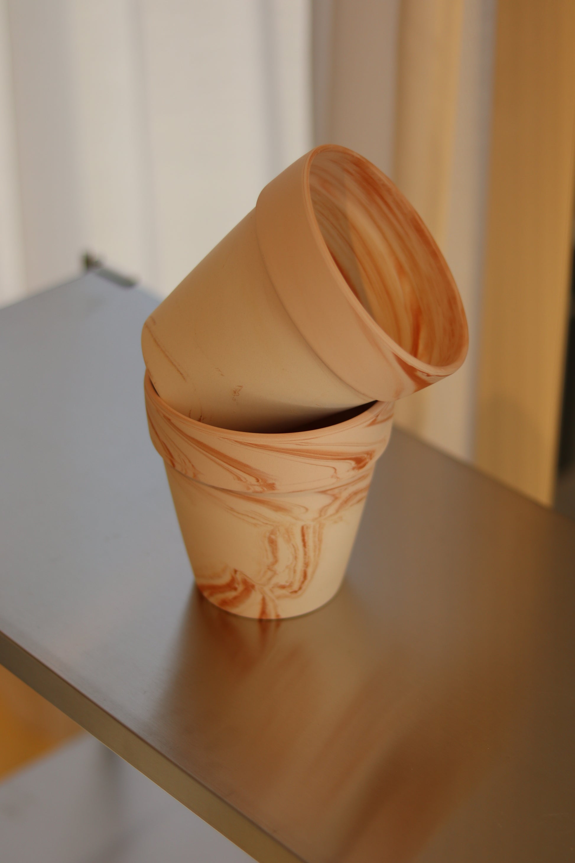 Handmade ceramic planter in macchiato tone, natural clay indoor plant pot
